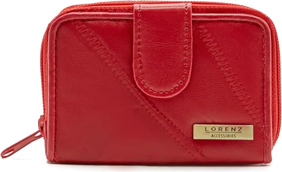 Woodland Leathers RFID Purses for Women: Vintage Wallet with Card & Coin Pockets, UK Ladies Purse with Card Holders, Women's Wallet Real Leather, Perfect Small Purse (Red, Small (12x9 CM))