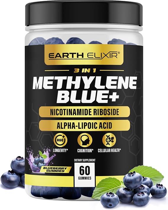3-in-1 Methylene Blue Gummies Methylene Blue Pharmaceutical Grade w/Alpha Lipoic Acid (ALA) & NAD Supplement for Energy, Cognitive & Cellular Support 2 Month Supply & 3rd Party Tested