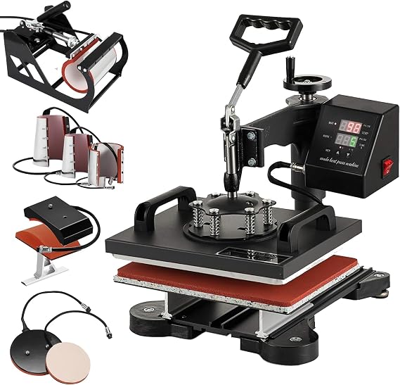 SmarketBuy 8 in 1 Digital Multifunctional Heat Press Machine 12" x 10" Heat Transfer Machine for T Shirts Hat Mug Cap Plate