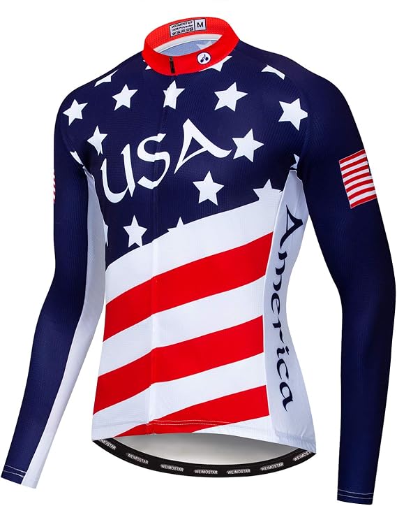 Men's Cycling Jersey Long Sleeve Pro Brand Team Reflective Bicycle Shirts Jacket USA
