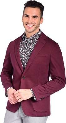 Craft & Soul Mens Slim Fit Casual Unlined Comfort Knit Blazer Sport Coat Jacket Burgundy