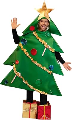 Arvilhill Christmas Tree Costume with Gift Box Shoes Mens Holiday Party Cosplay Outfit Set MXL
