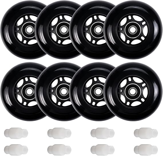 Inline Skate Wheels: 64mm 70mm 72mm 76mm 80mm Roller Hockey Blade Replacement Wheels with ABEC 9 Bearing for Indoor Outdoor (8 Pack) (72 mm)