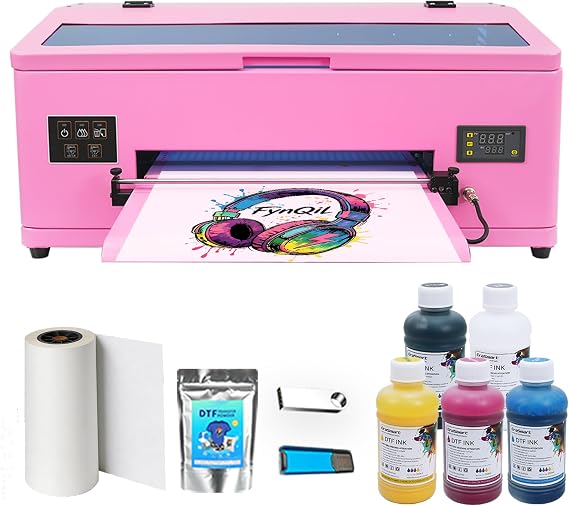 A3 L1800 DTF Printer, High-Speed A3 DTF Apparel Transfer Printing Machine with White Ink Circulation & Auto-Cleaning Includes Consumable Software (Remote Installation)