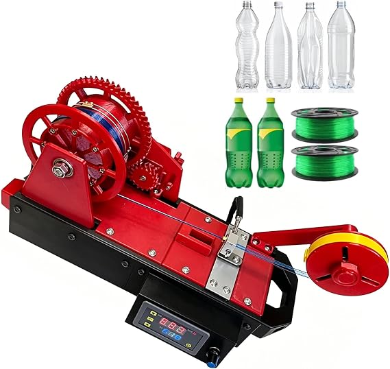 3D Printing Filament Making Machine, Desktop 3D Printer Extruder Filament Maker with Digital Display, Recycling PET Plastic Bottle into 3D Printing Filament Red
