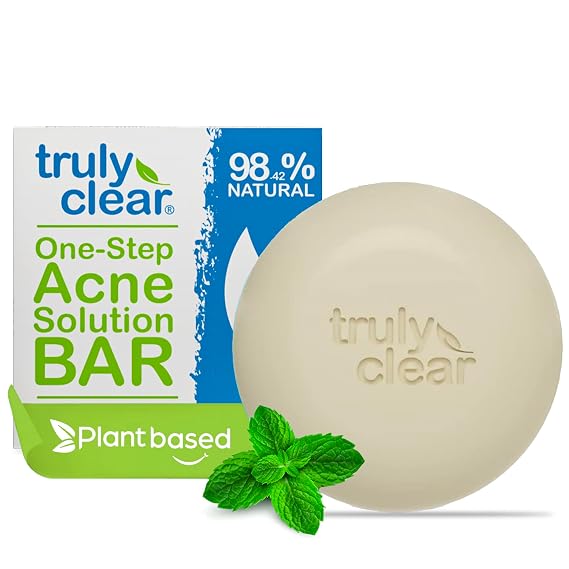 Truly Clear Stops Acne - Plant-Based 1-Step Pimple Treatment for Face, Chest & Back - Approved for Acne, Rosacea, Non-Drying, Pharmaceutical Grade, Salacylic Acid + Hyaluronic Acid