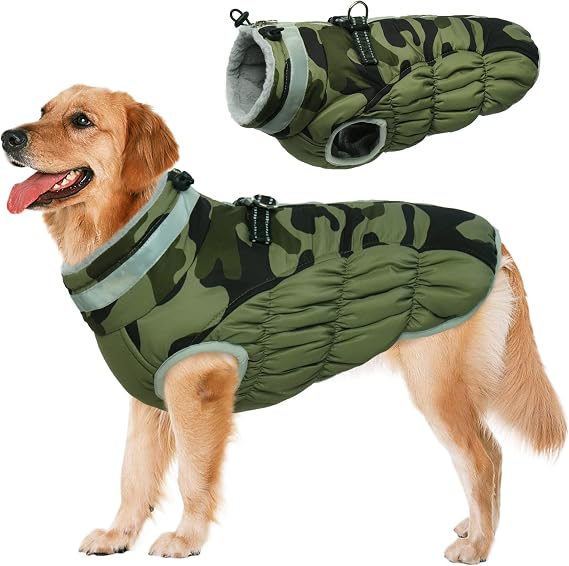 Lelepet Dog Coat Warm Dog Winter Coat Waterproof Dogs Jacket with Harness