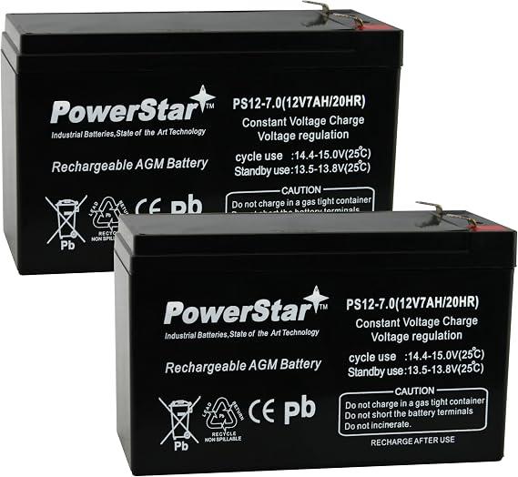12V 7AH battery replacement fits RAZOR SCOOTER E300S, 2 EACH