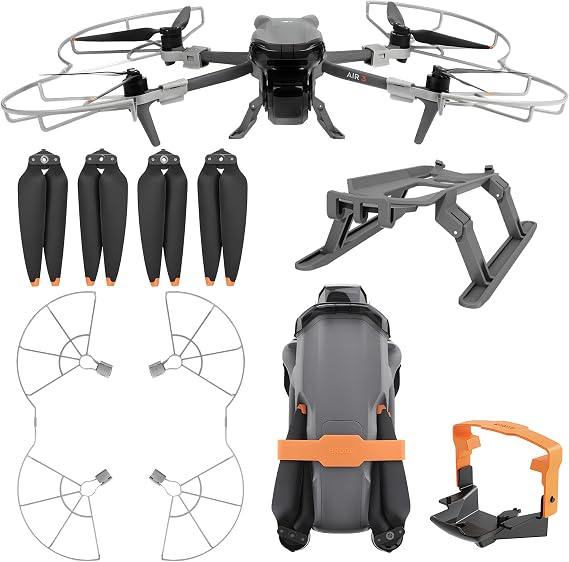 Propellers for DJI Air 3S Drone - 4Pcs Accessories Set with Propeller Guard Protector Landing Gear Low Noise Blades for DJI Air 3/Air 3S Drone Accessories Bundles