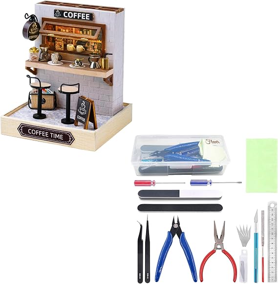 Flever DIY Miniature House Kit, Tiny Home Kit with LED Light, Mini House Build Craft Kits for Teens and Beginners, Home Decor Creative Gift for Family/Friends