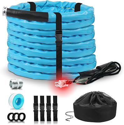 OEBLD Heated Water Hose for Rv 100ft L x 58ID 4.0 Upgraded Function with Energy Saving Thermostat to Keep Drinking Water Running in down to -45F, Designed for Campers,with Storage Bag, Anti-Freeze