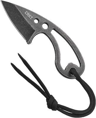 Columbia River Knife & Tool Owlet EDC Fixed Blade: Compact and Lightweight Everyday Carry Knife, Black Stonewash Finish, Bottle Opener, Sheath, Lanyard 2716