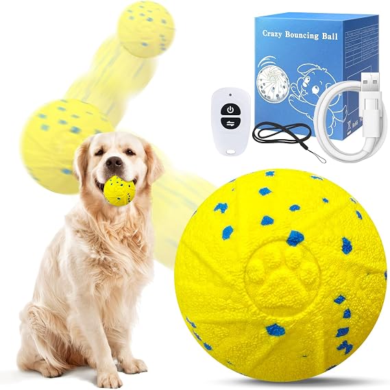 Dolita Interactive Dog Toy with Remote 3 Modes Moves Vibrating Ball, Self Bouncing Dog Ball, Smart Automatic Rolling Ball, E-TPU Material for Large/Medium Dogs