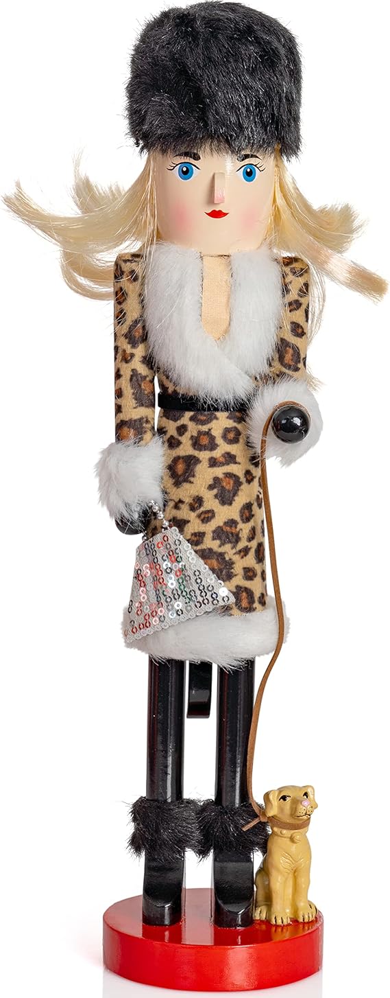 Christmas Nutcracker Lady Shopping - Shopper Dog & Purse Fashion Decor 15"