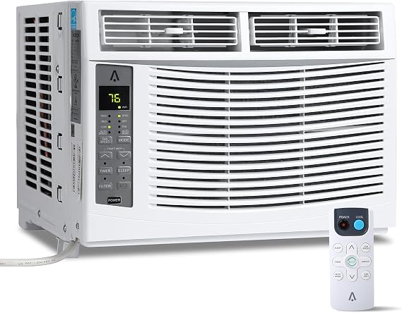 Window Air Conditioner 6000 BTU Smart, Cool Up to 250 Sq. Ft. with Remote WiFi Control, Energy Saving, Quiet, Dehumidification, Cooling, White for Office, Bedroom, Kitchen