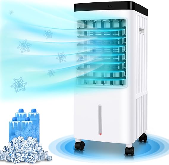 3-IN-1 Evaporative Air Cooler,Portable Air Conditioners with Utral-Quiet,No windows needed & Dual control,Easy Install Ideal for Room/Office