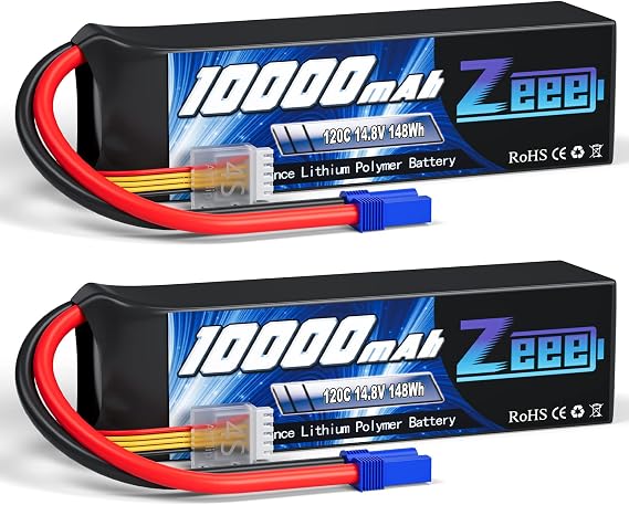 Zeee 4S Lipo Battery 10000mAh 14.8V 120C with EC5 Connector(2 Pack)