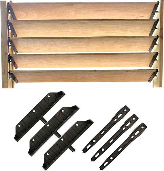 Louver Hardware System for Blinds and shutters, Louver kit | Deck Sunblind System Brackets, Louver Hardware Kit for Holding up to 11 Boards (48'') Black