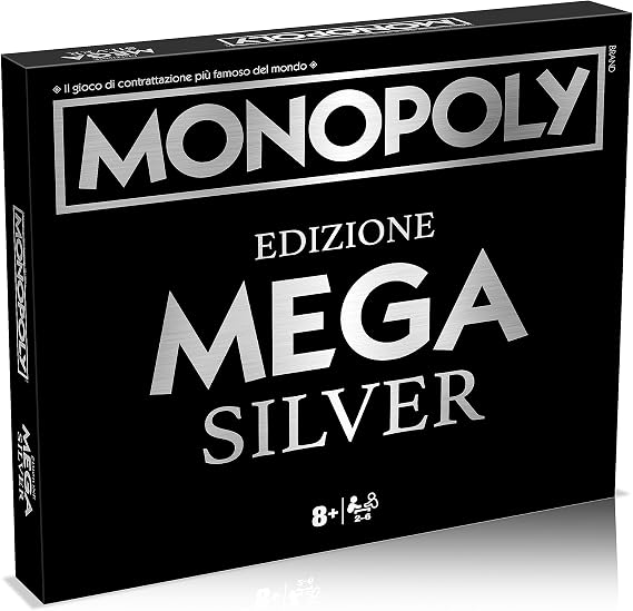 Winning Moves Monopoly Mega Silver Board Game for 2-6 Players, Ages 8 and Up