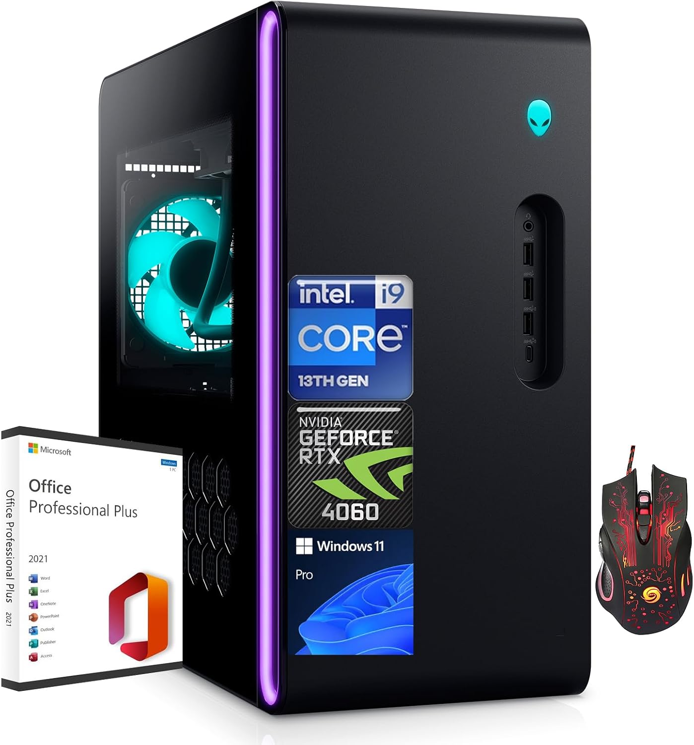 Alienware Aurora R16 Gaming Desktop, Intel 24-Core i9-13900F, NVIDIA GeForce RTX 4060 Graphics, 64GB DDR5, 4TB SSD, 1TB HDD, Wi-Fi 6E, Win 11 Pro, with Microsoft Office Lifetime License&Gaming Mouse