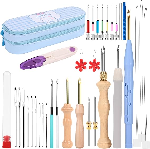 35Pcs Punch Needle Kit Adult Beginner, Adjustable Punch Needle Tool