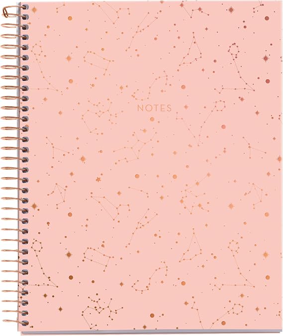 Miquelrius M Fashion 4 Subject Spiral Notebook, Lined A5-8.25" x 5.87" 120 Sheets White Heavyweight Paper, Subjects Separated by color, 2 Hole Punched, Micro-Perforated, Constellations Design