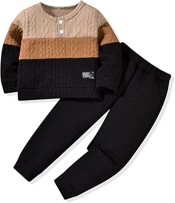 Toddler Boys Clothes Color Block Sweatsuit Long Sleeve Shirts Sweatpants Kids Fall Winter Outfit