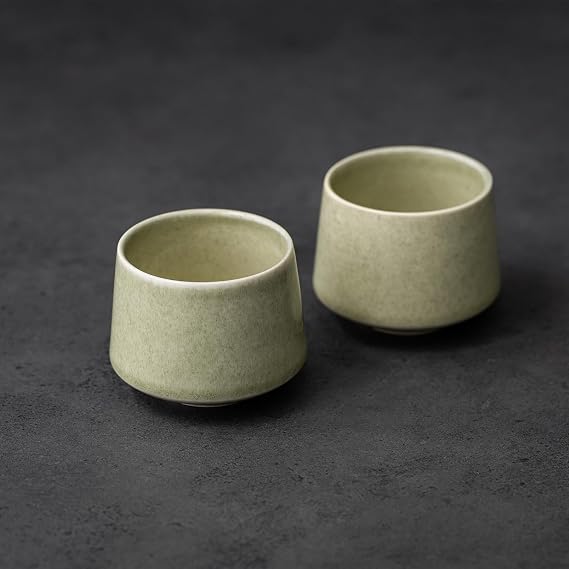 TANG PIN Matcha Cup Set, Set of 2 Ceramic Tea Cups, 6.8 OZ, Japanese Cup