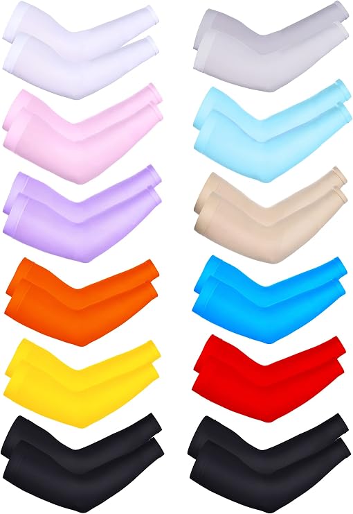 Bememo 12 Pairs UV Arm Sleeves Cooling Cover for Women Men