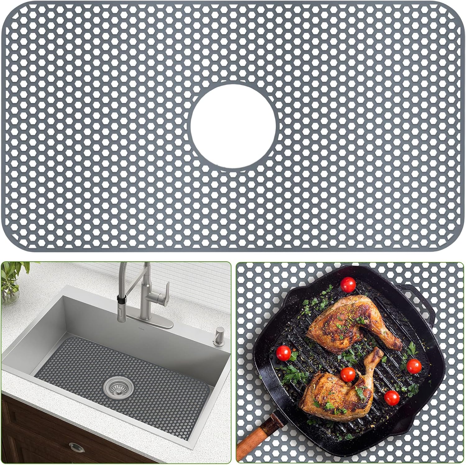 Toovem Sink Protectors for Kitchen Sink 26 x 14, Silicone Kitchen Cistern Mat with Heat Resistant Flexible Stable for Bottom of Farmhouse Stainless Steel Porcelain Cistern