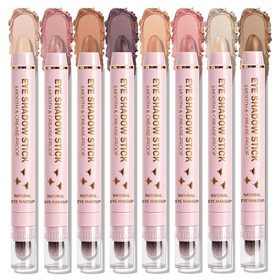 IONSGAKO 8 Colors Cream Eyeshadow Stick Set, Shimmer and Matte Eye Shadow