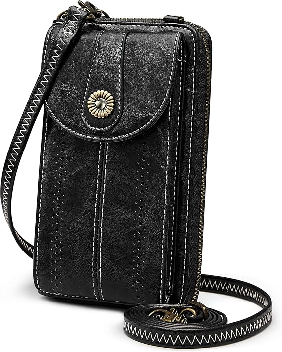S-ZONE Women RFID Blocking Crossbody Cell Phone Purse PU Leather Wallet
