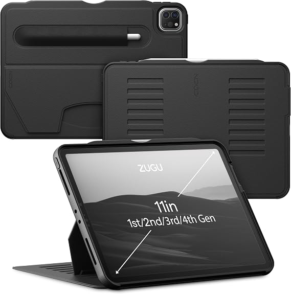 ZUGU CASE for iPad Pro11 1/2/3/4th Gen 2018/20/21/22 [Black, Lighter Ver]