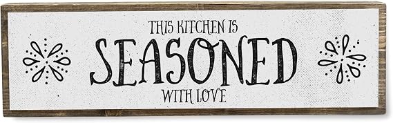 Kitchen Wood Signs (Medium - Wood And Metal, This Kitchen is Seasoned With Love)
