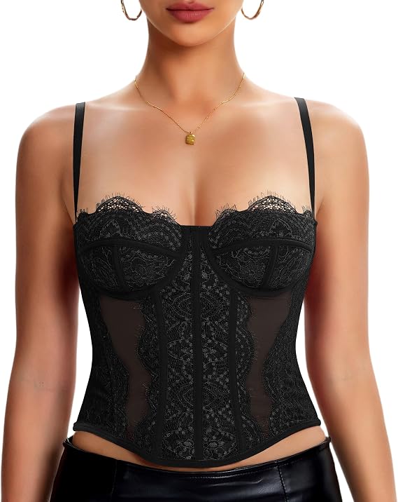 Lace Corset Tops for Women Sexy Bustier Top