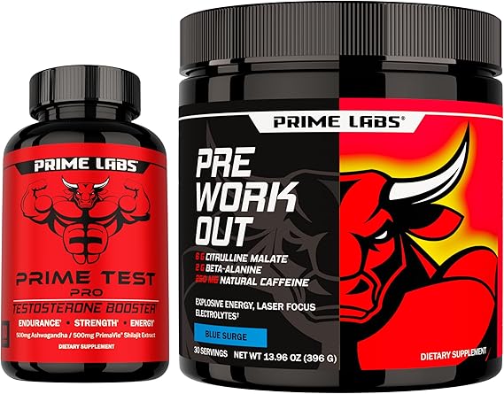 Prime Labs Prime Test Pro + Pre Workout Powder for Men Supplement