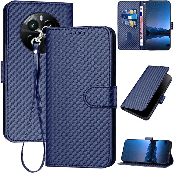 Compatible with Huawei Mate 70 Pro 5G Cover, with Card Slots Compatible with Huawei Mate 70 Pro Plus 5G Magnetic Closure Kickstand Flip Wallet Phone Case Blue