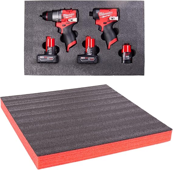 ECONO FOAM TM Black/Red 24" x 24" x 57mm (2-1/4") Layered Foam for Kaizen Projects
