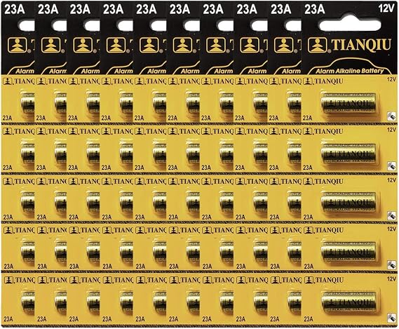 TIANQIU A23 12V Alkaline Battery, Tearstrip (50 Batteries)