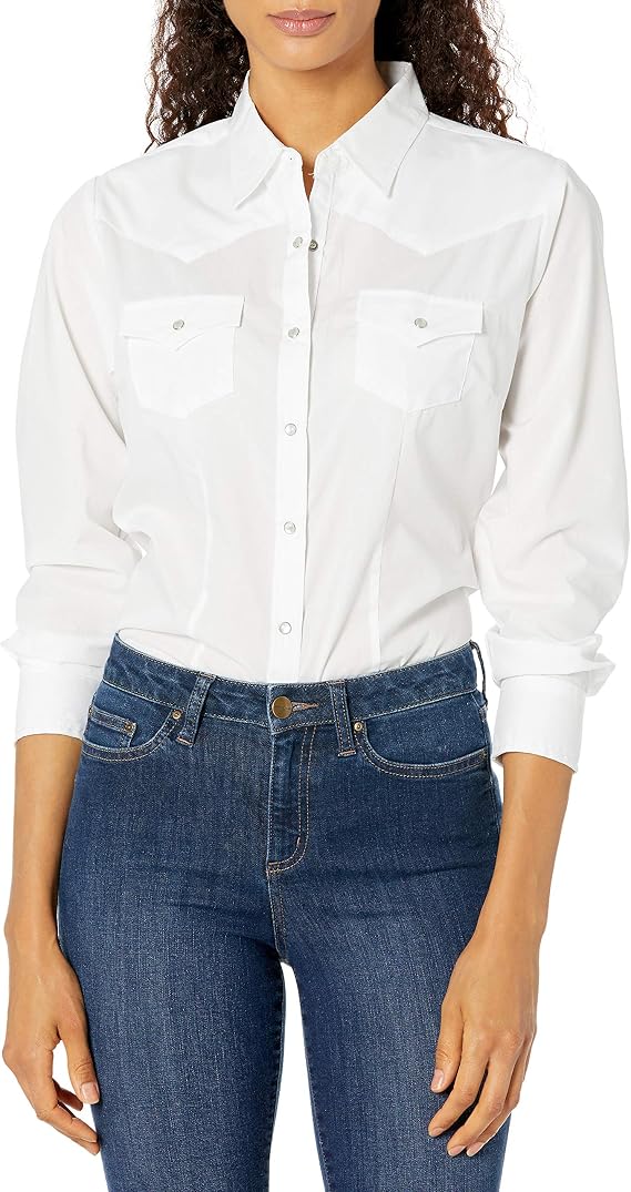 ELY Cattleman Women's Long Sleeve Solid Western Shirt