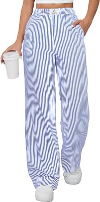 ANRABESS Womens Striped Gingham Pants 2026 Pajama Lounge Boxer Pants Cute Comfy PJ Bottoms with Pockets Y2K Plaid Outfits
