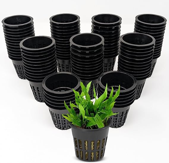 KP KOOL PRODUCTS 2 - Combo 25 - Net Pots for Indoor and Outdoor Plants-Small Plastic Plant Pots for Hydroponics - Black Flower Bucket Basket with Lid-25 Pack