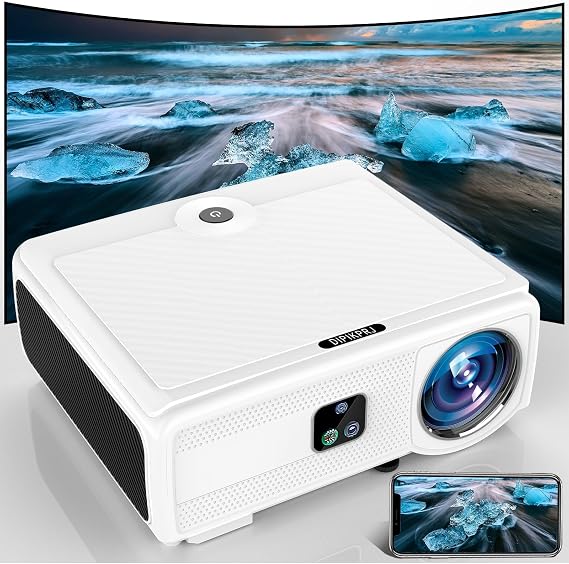 [Auto Focus & Keystone] Android TV 4K Projector with Netfix/Prime Video Bulit-in,1300Ansi LumesMovie Outdoor 4K+ Wifi 6 and Bluetooth,50% Zoom 500''Dispaly,8000+ Apps,Dust-Proof,White-1