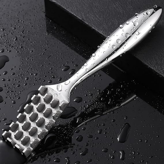 SUCCFLY Stainless Steel Fish Scaler, Wedge Sawtooth Fish Descaler Tool | Integrated Casting, Heavy duty Wedge-shaped Sawtooth Design, Ergonomic Handle, No Mess Fish Scale Remover, Dishwasher Safe