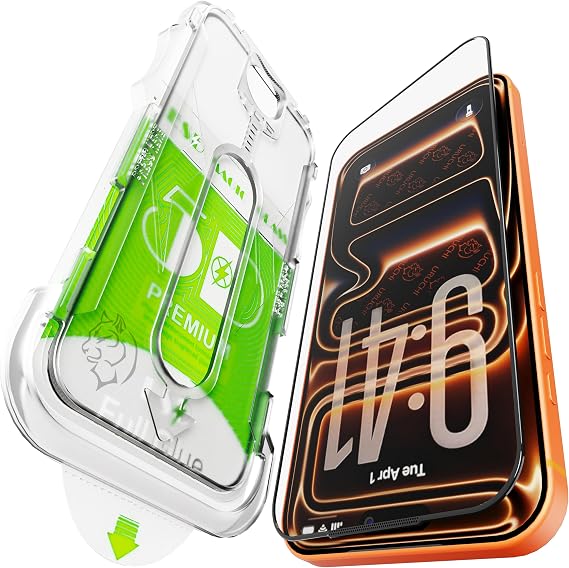 Epro iPhone ile Uyumlu 15 Pro (6.1") İçin Uygun Ekran Koruyucu, Ahize Korumalı Toz Önleyici Tam Kaplama, Hizalama Aparatlı Kolay Kurulum, Toz Bırakmayan Uygulama, Darbelere Karşı Ekstra Güçlü Cam