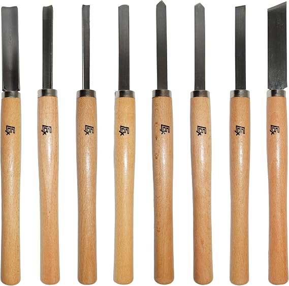 8 Piece Wood Chisel Woodworking Lathe Hand Tool Set by Science Purchase