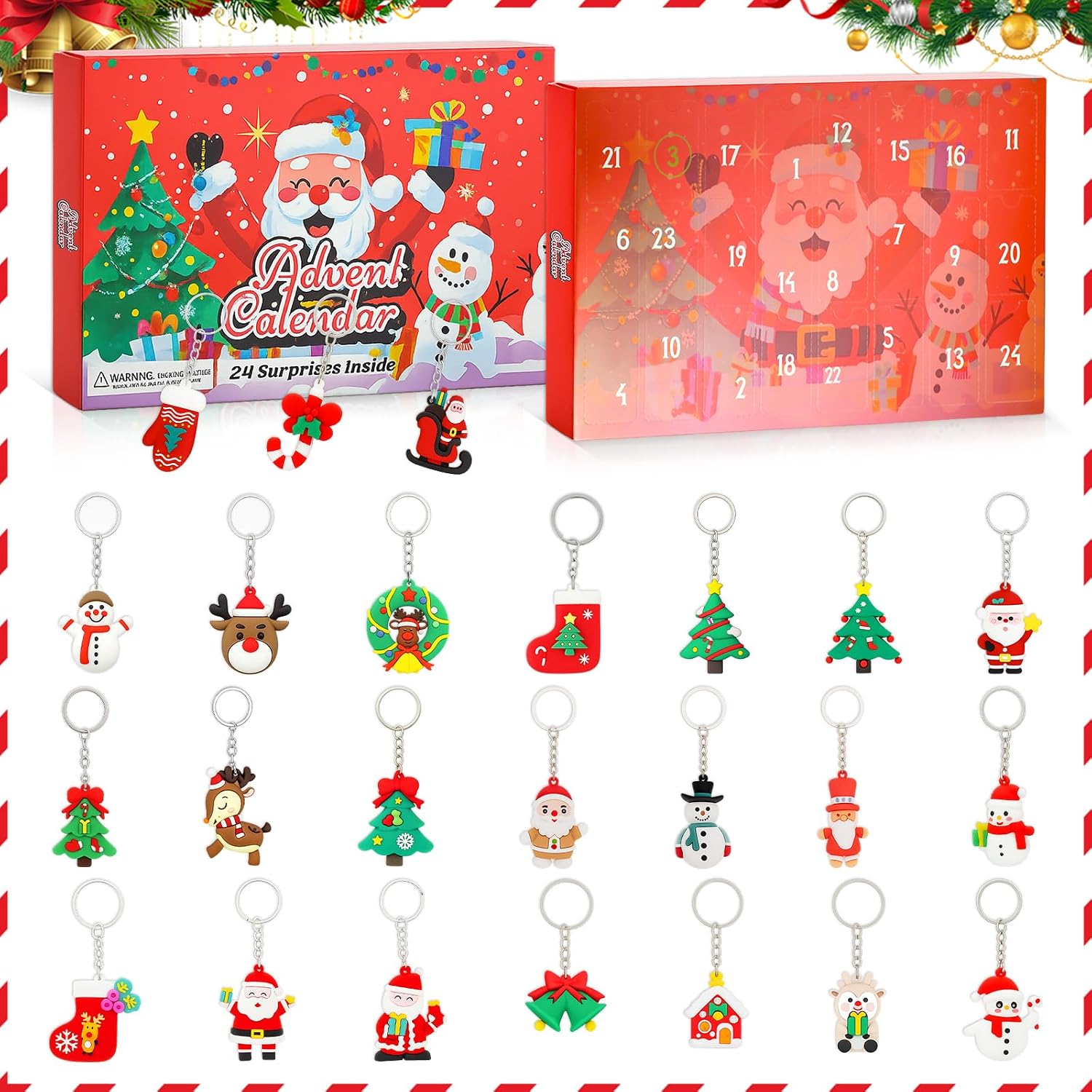 Advent Calendar 2025 Advent Calendar Blind Box Christmas 24 Days Countdown Keychain Ornaments Christmas Tree Decorations Boys Girls Christmas Gift Surprise Present Christmas Set of 24