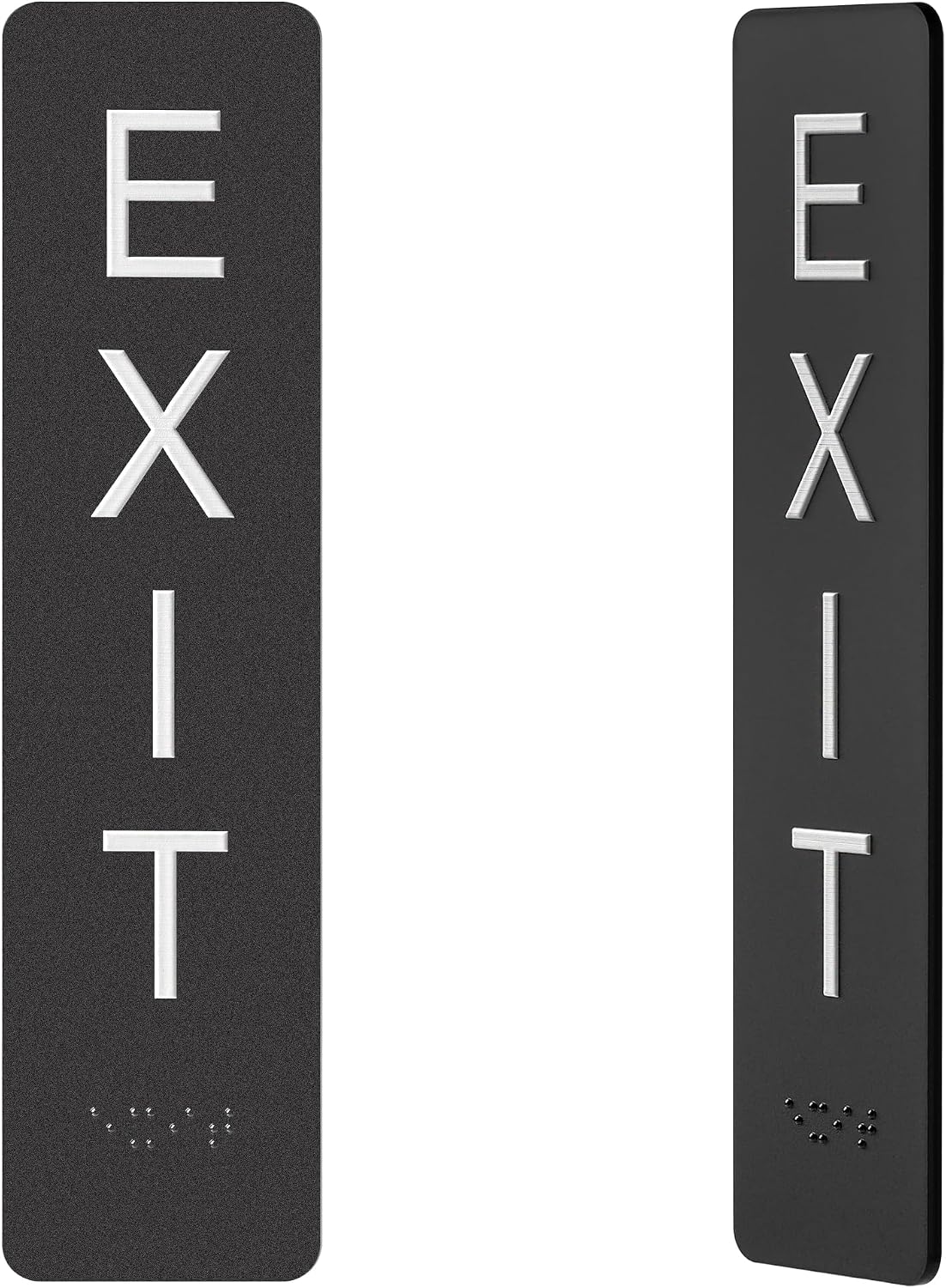 Exit Sign with ADA Braille for Business Door - ADA Compliant Office Door Signs for Exit with Double Sided Mounting Tape, Vertical Horizontal Exit Sign