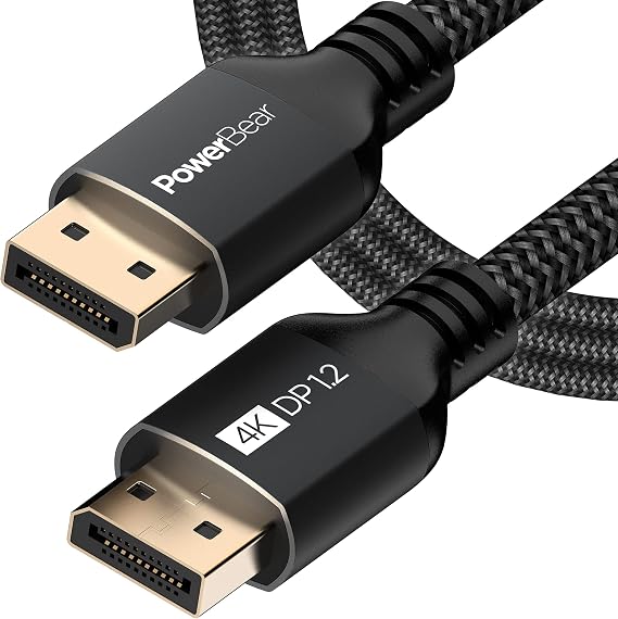 PowerBear 4K Displayport Cable (6 Feet) Ultra HD High Speed Display Port Cable for Gaming Monitor, Laptop, TV & PC | Nylon Braided Display Port 1.2 4K 60Hz, 2K 165Hz, 2K 144Hz (NOT HDMI)...