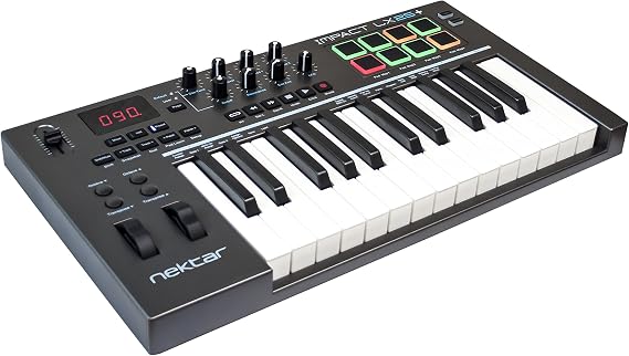 Nektar Technology IMPACT LX25+ DAW Linked MIDI Keyboard Controller, Equipped with Encoder, Fader, Transport Button, Pad
